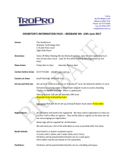 EXHIBITOR`S INFORMATION PACK &ndash; BRISBANE 9th