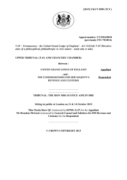 United Grand Lodge of England v The Commissioners for her