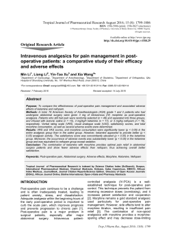 Intravenous analgesics for pain management in post