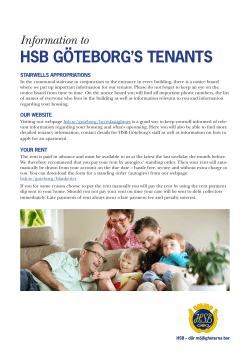 Information to HSB G&Ouml;TEBORG`S TENANTS