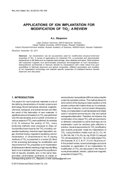 APPLICATIONS OF ION IMPLANTATION FOR MODIFICATION OF
