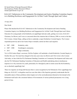 KALACC Submission to the Community Development and Justice