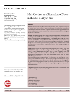 Hair Cortisol as a Biomarker of Stress in the 2011 Libyan War
