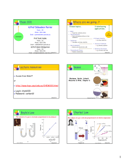 Chem 1101 Where are we going&hellip;? Lecture resources Gases