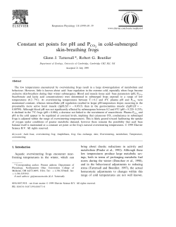 Constant set points for pH and PCO in cold