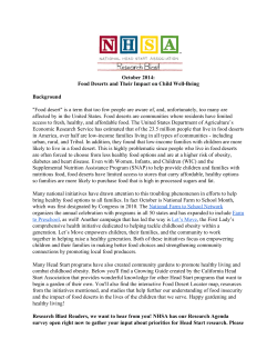 October 2014: Food Deserts and Their Impact on Child WellBeing