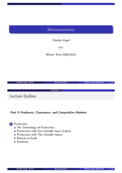 Microeconomics Lecture Outline