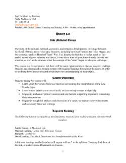 History 321 Late Medieval Europe Course Objectives Required