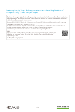 Lecture given by Denis de Rougemont on the cultural implications of