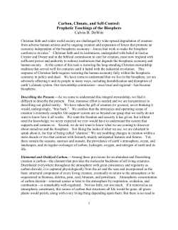 Carbon, Climate, and Self-Control: Prophetic Teachings of