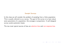 Sample Surveys In this class we will consider the problem of