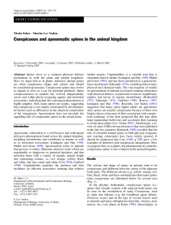 Conspicuous and aposematic spines in the animal kingdom