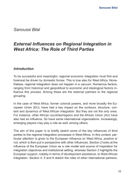 External Influences on Regional Integration in West Africa: The Role