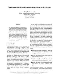 Syntactic Constraints on Paraphrases Extracted from Parallel Corpora
