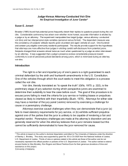 Judge-Versus Attorney-Conducted Voir Dire Introduction The right to