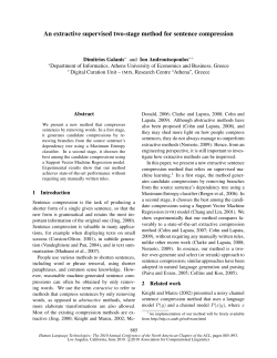 An extractive supervised two-stage method for sentence compression