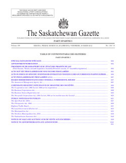 The Saskatchewan Gazette