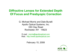 Diffractive Lenses For Extended Depth Of Focus And Presbyopic