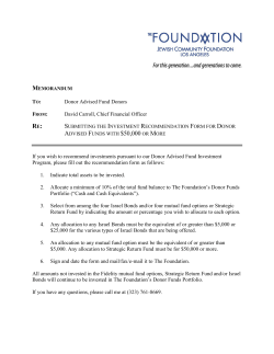 TO: Donor Advised Fund Donors David Carroll, Chief Financial