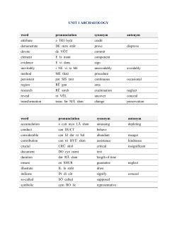 UNIT 1 ARCHAEOLOGY word pronunciation synonym antonym