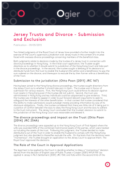 Jersey Trusts and Divorce - Submission and Exclusion