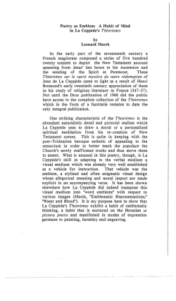 Poetry as Emblem: A Habit of Mind in La Ceppede`s