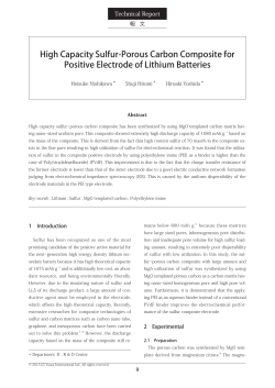 High Capacity Sulfur-Porous Carbon Composite for Positive