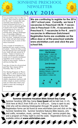 May 2016 - West Lafayette Christian Church