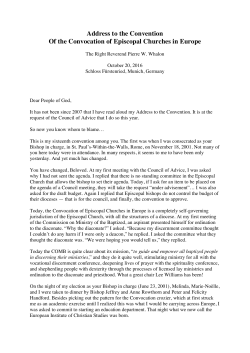 Address to the Convention Of the Convocation of Episcopal