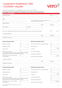 Equipment breakdown (EB) Quotation request