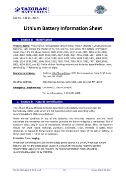 Lithium Battery Information Sheet
