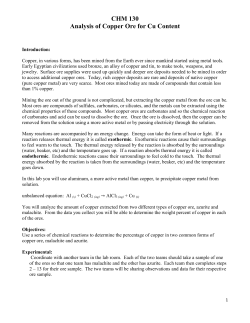 CHM 130 Analysis of Copper Ore for Cu Content