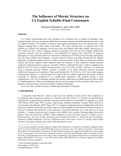 The Influence of Moraic Structure on L2 English Syllable