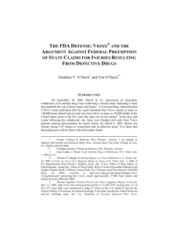 the fda defense: vioxx and the argument against federal preemption