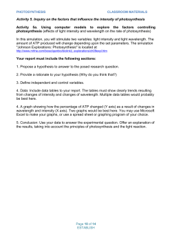 Activity 5. Inquiry on the factors that influence the intensity of