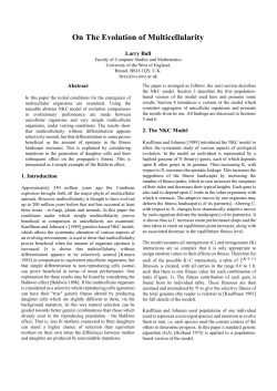 On The Evolution of Multicellularity