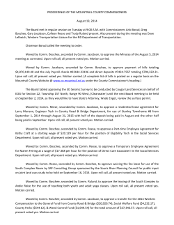 Aug 19 2014 Meeting Minutes