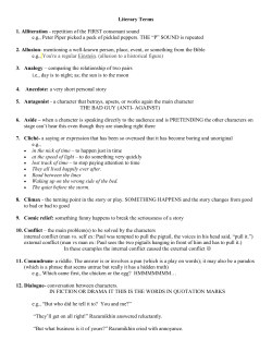 Literary Terms 1. Alliteration - repetition of the FIRST consonant