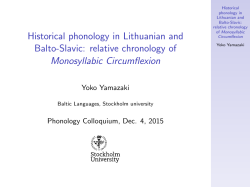 Historical phonology in Lithuanian and Balto