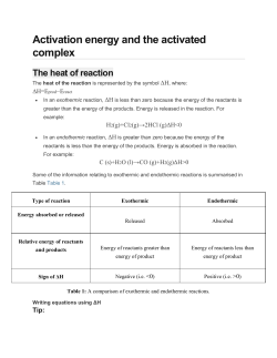Activation energy and the activated complex The heat of reaction