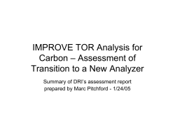 IMPROVE TOR Analysis for Carbon &ndash; Assessment of Transition to a