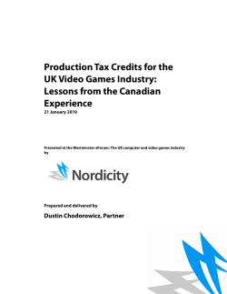 Production Tax Credits for the UK Video Games Industry