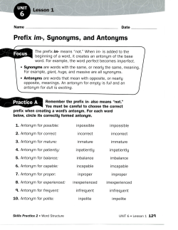 Prefix f"m-, Synonyms, and Antonyms