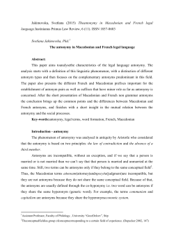 Jakimovska, Svetlana (2015) Theantonymy in Macedonian and