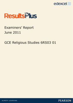 Examiner report - Unit 3 (6RS03) - June 2011 - Edexcel