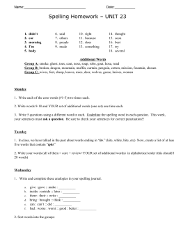Spelling Homework – UNIT 23