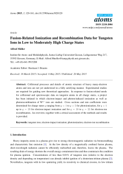 Fusion-Related Ionization and Recombination Data for Tungsten