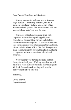 Dear Parents/Guardians and Students: