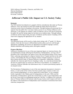 Jefferson`s Public Life: Impact on U.S. Society Today