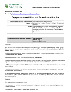 Equipment Asset Disposal Procedure
